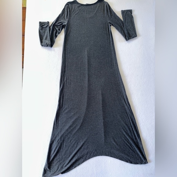 T by Alexander Wang Gray Long Sleeve Scoop Neck Maxi Dress Large - Picture 3 of 7